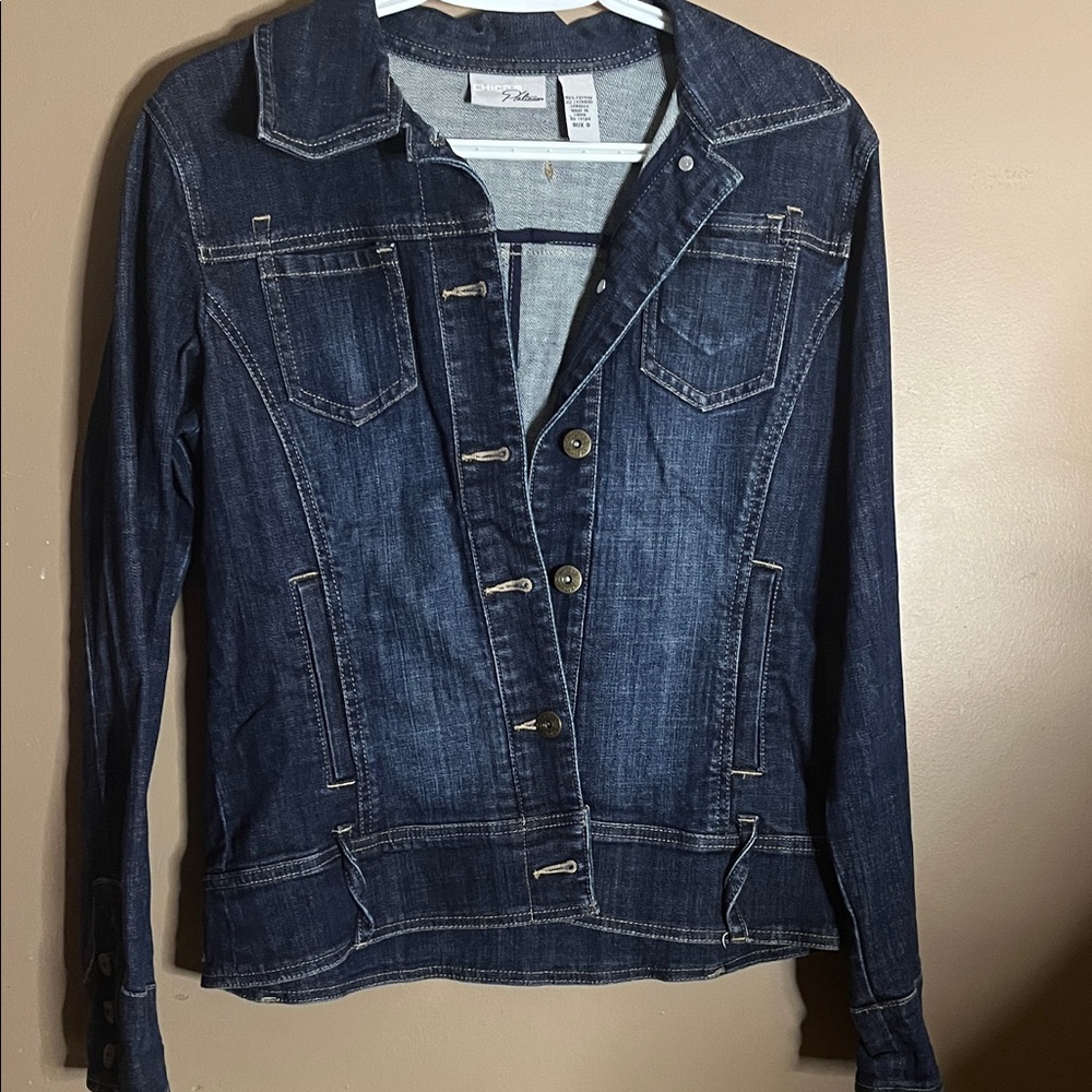 😄Plus size denim jeans jacket blazer pockets